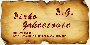 Mirko Gakčetović vizit kartica
